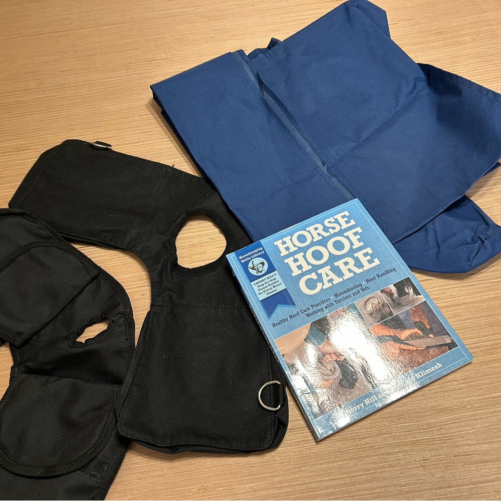 Hoof Care Book, Blue Saddle Cover, Cantel Gear, you need if you have a horse.